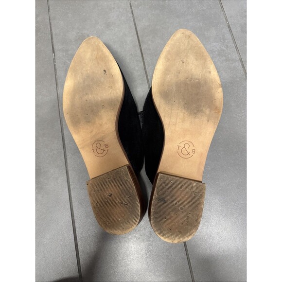 Treasure & Bond Black Leather SUEDE Mule Loafers Slip On Women's Size 9 M - Picture 6 of 7